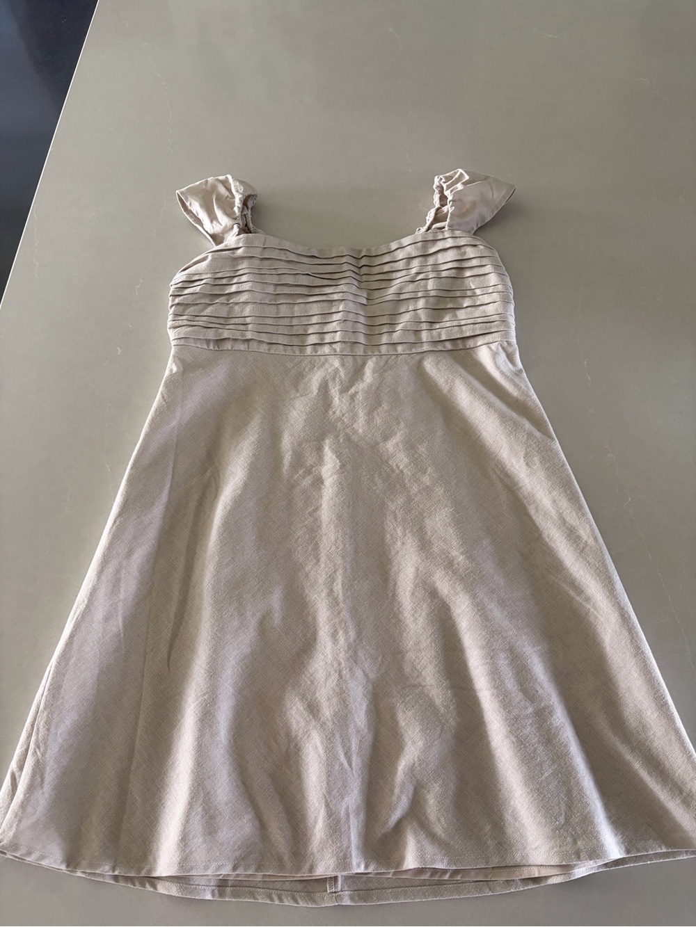 Abercrombie & Fitch Beige Smocked Bodice Dress